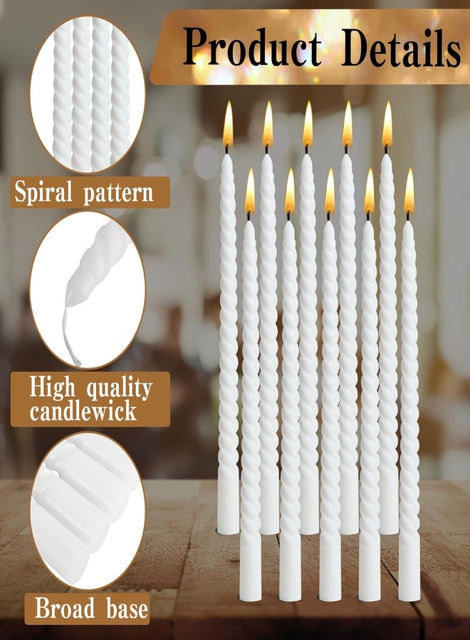Cptoion Spiral Taper Candles,10 Inch Twisted Taper Candles,Unscented Dripless Twisted Candlesticks, White Spiral Taper Candle for Home Decoration,Dinner Party Wedding Holiday (24 Pcs) - Image 3